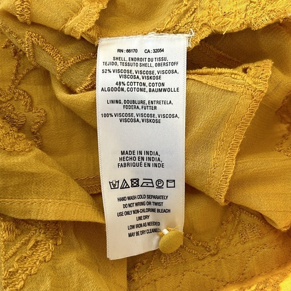Anthropologie Akemi + Kin Embroidered Yellow Gold Tunic Dress Size XS - Picture 6 of 14